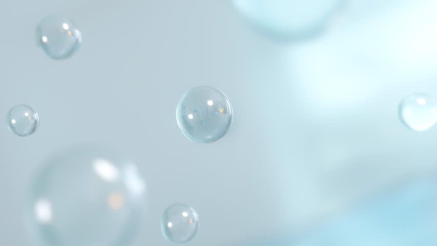 3D animation Macro Shots ingredients combine to create a serum. Cosmetics design serum essentials. Beautiful Macro shot of various liquid bubbles in the water. Royalty-Free Stock Footage #1100101089