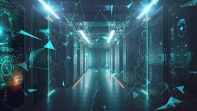 Futuristic featuring a long, modern server room hallway, this video offers a glimpse into the technology that powers our lives