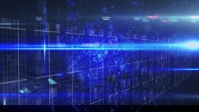 Animation of data processing and light trails over moving columns on black background. global technology, data processing and digital interface concept digitally generated video. - Powered by Shutterstock - Get 15% off with code: PIKWIZARD15