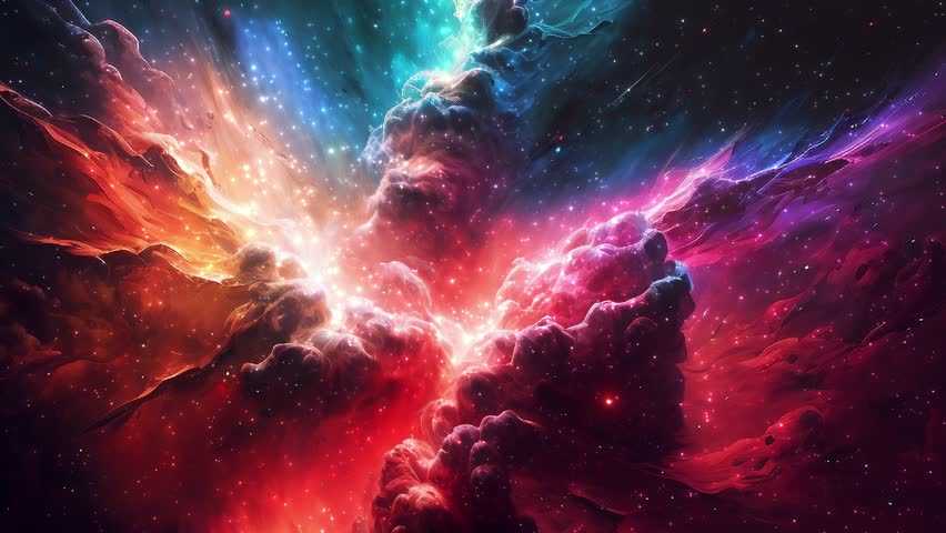 deep space exploration. star fields and nebulas in space. stellar nebula. galaxy in deep space. animation of flying through glowing nebulae, clouds and stars field