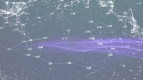 Animation of purple mesh, networks of connections with numbers processing over grey background. global networks, connections and data processing concept digitally generated video. - Powered by Shutterstock - Get 15% off with code: PIKWIZARD15
