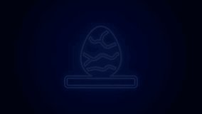 Glowing neon line Chinese tea egg icon isolated on black background. 4K Video motion graphic animation.
