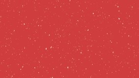 Animation of snow falling in seamless loop over red background. winter, christmas, tradition and celebration concept digitally generated video.