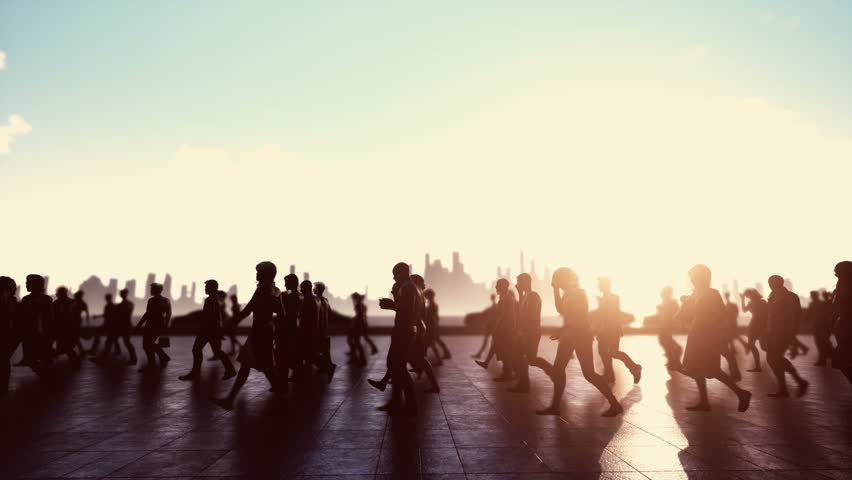 People Crowd Walk 3D Video Animation Royalty-Free Stock Footage #1100115283
