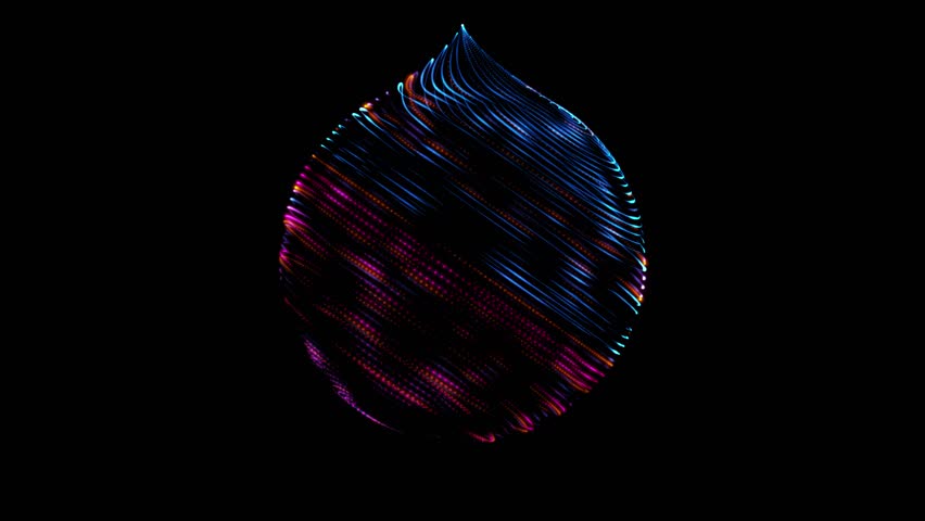 Abstract sphere with fluid particles. flowing liquid in rainbow colors on black background. Glow energy spiral. Plasma flow orb. Light Space. Atomic energy. Neon fluids. 60 fps 3D rendering | Shutterstock HD Video #1100115663