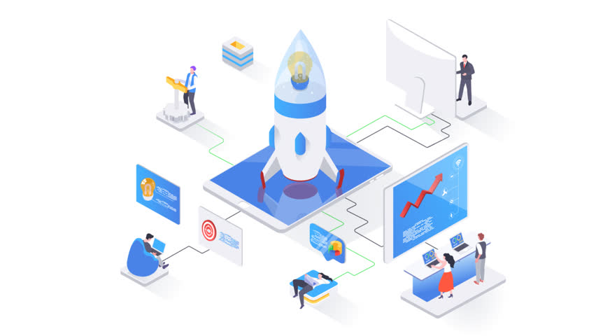 Startup project scene icon of nice animated for your isometric videos easy to use with Transparent Background . HD Video Motion Graphic Animation Free Video | Shutterstock HD Video #1100122305