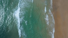 Aerial view tropical sea beach Top view camera drone shot. High quality footage 4K