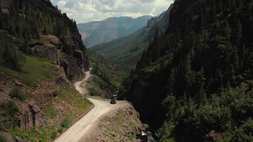 Aerial View of Yankee Boy Basin Trail in the San Juan Mountains of Colorado