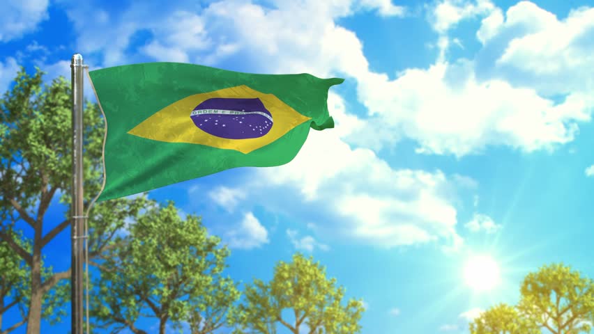 flag of Brazil at sunny day, good weather symbol