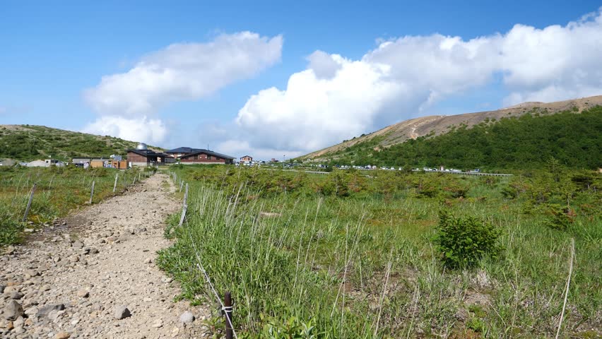 A mountain path in the wetland.