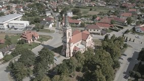 Church in the middle of a town - Drone video - DJI D-Cinelike color profile