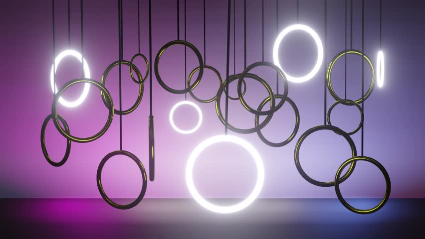 Stage cycle animation of neon and gold circles | Shutterstock HD Video #1100137507