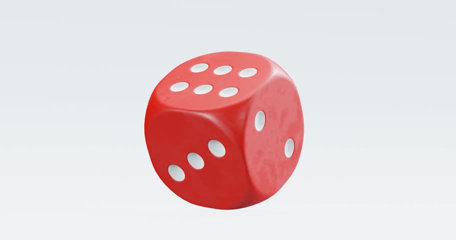 3d render of rolling dice with motion blur for casino or gambling concept, with alpha layer on second half of video.