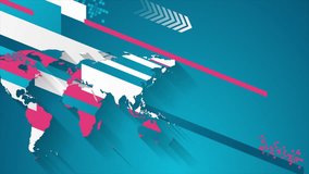 Technology abstract minimal flat background with world map and arrows. Video animation Ultra HD 4K 3840x2160