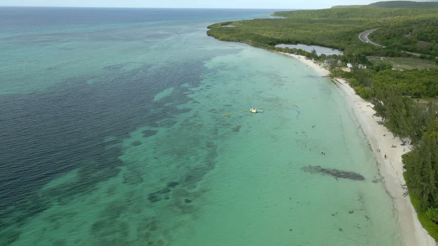 Aerial view of the sea and beach of jamaica
