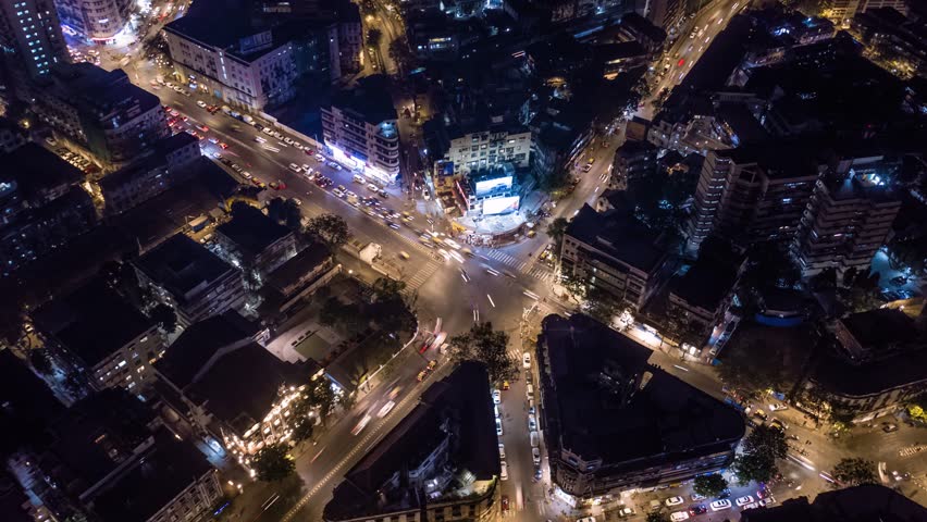 Mumbai downtown aerial timelapse hyperlapse drone view, India, Maharashtra, 4k night Royalty-Free Stock Footage #1100158507