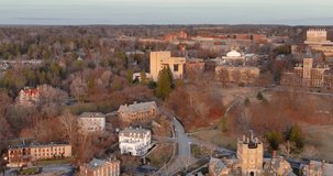 12-30-2022, Afternoon winter aerial video of the area surrounding the City of Ithaca, NY, USA