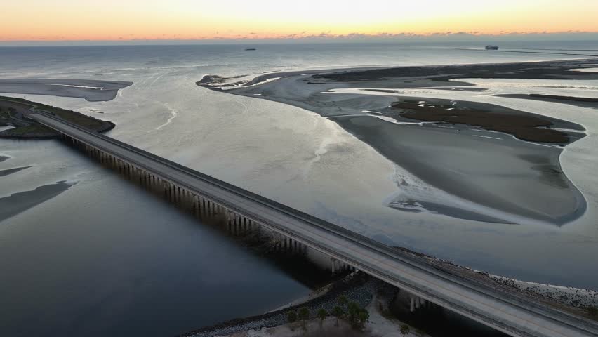 Aerial view of the Fort George Inlet in Jacksonville, Florida.