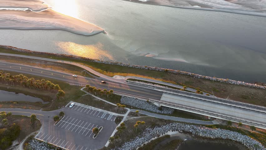 Aerial view of the Fort George Inlet in Jacksonville, Florida.