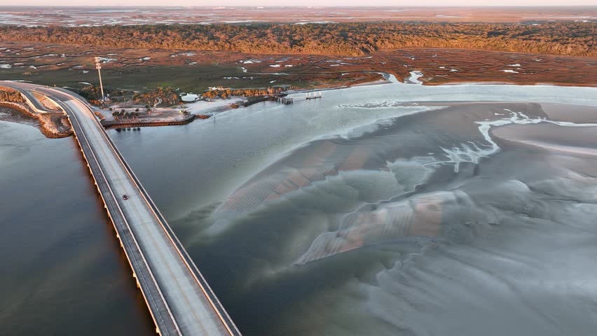 Aerial view of the Fort George Inlet in Jacksonville, Florida.