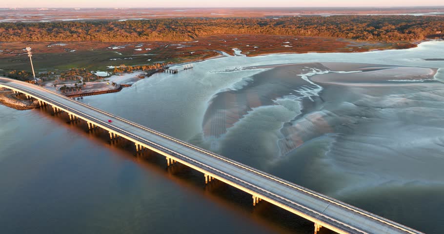 Aerial view of the Fort George Inlet in Jacksonville, Florida.