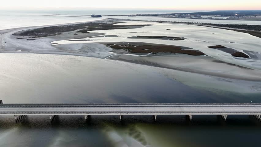 Aerial view of the Fort George Inlet in Jacksonville, Florida.