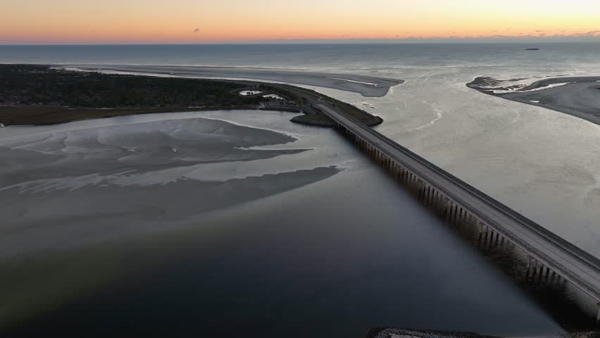 Aerial view of the Fort George Inlet in Jacksonville, Florida.