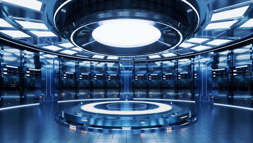 Sever racks and data center, big data and cloud computing concept, 3d rendering. Digital drawing.