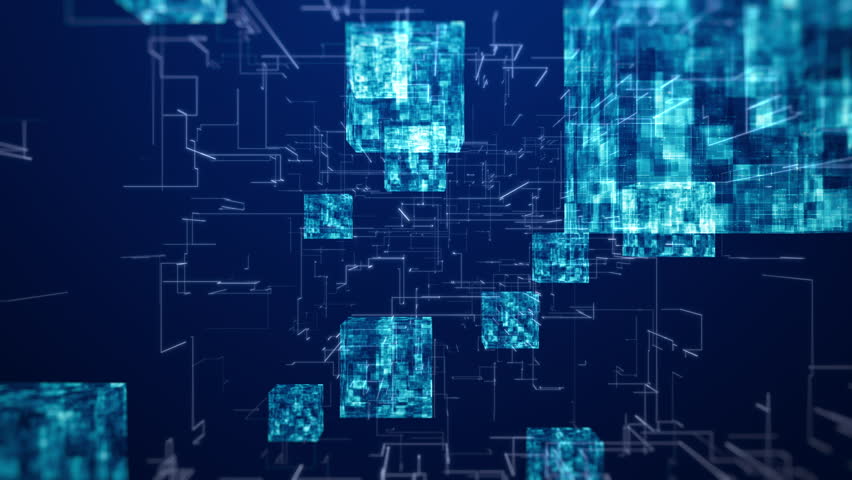 Block chain concept. Isometric digital blocks connection with each other and shapes crypto chain. Big data binary code futuristic information technology, Transferring of big data. 3D Rendering. | Shutterstock HD Video #1100171083