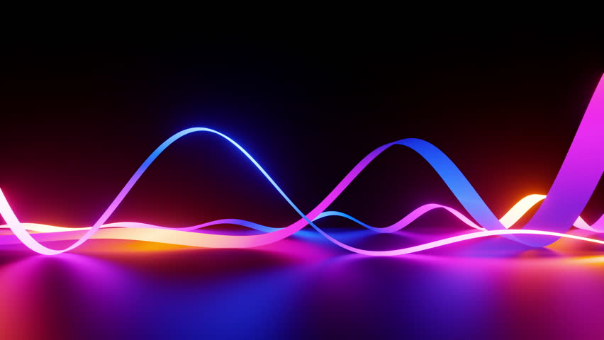 Cycled 3d animation, abstract background with glowing neon wavy ribbons and lines. Minimalist colorful wallpaper | Shutterstock HD Video #1100173683