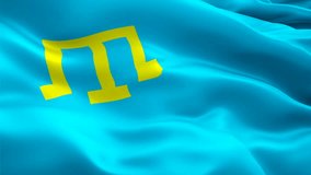 Crimean Tatar flag. National 3d Crimean Tatar flag waving seamless loop animation. Crimean Tatar flag HD Background Slow Motion video. Crimean Tatar flag Closeup 1080p HD video for presentation,