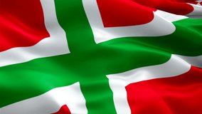 Danish Bornholm flag. National 3d Danish Bornholm flag waving seamless loop animation. Danish Bornholm flag HD Background Slow Motion video. Danish Bornholm flag Closeup 1080p HD video for