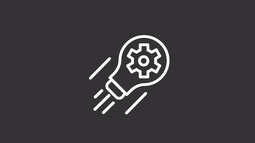 Animated idea white line icon. Improvement, increasing. Business innovation and development. Seamless loop HD video with alpha channel on transparent background. Motion graphic design for night mode