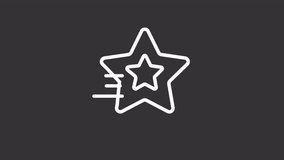Animated star falls white line icon. Make wish upon falling star. Burning meteor. Seamless loop HD video with alpha channel on transparent background. Motion graphic design for night mode