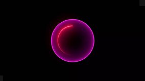 circle shape frame ping and purple  color glowing neon lights loop animation on black background