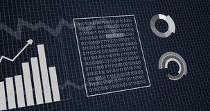 Animation of graphs, statistics, binary coding and financial data processing. Global business, finances, computing and data processing concept digitally generated video. - Powered by Shutterstock - Get 15% off with code: PIKWIZARD15