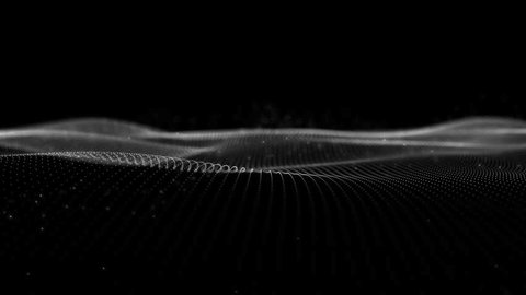 Abstract background of white dots, wave pattern. White waves of dots, lines The pattern flows on the background of a black surface. 4k seamless looping animation Video de stock