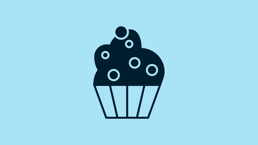 Blue Cupcake icon isolated on blue background. 4K Video motion graphic animation. | Shutterstock HD Video #1100193659