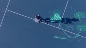 Animation of scope scanning and data processing over african american female tennis player. Global sport and digital interface concept digitally generated video. - Powered by Shutterstock - Get 15% off with code: PIKWIZARD15