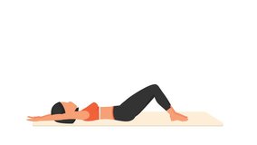 Sit-ups exercise tutorial. Female workout on mat