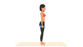 Dumbbell single leg deadlift exercise tutorial. Female workout on mat