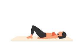 Butt bridge exercise tutorial. Female workout on mat