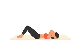 Crunches exercise tutorial. Female workout on mat