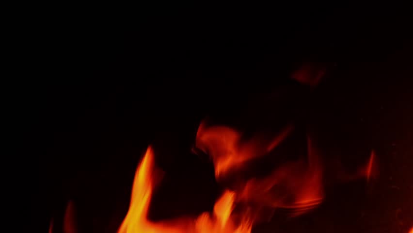 Natural Slow Motion hot flame Fire on corner Isolated Black Background copy space | Shutterstock HD Video #1100210461