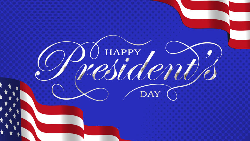 Happy President's Day Handwritten Animated Text With USA National Flag. 4k video footage, suitable for celebrating Presidents Day.