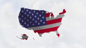 Computer graphics and double exposure on the background of the sky with clouds USA country outline with USA flag inside. - Powered by Shutterstock - Get 15% off with code: PIKWIZARD15