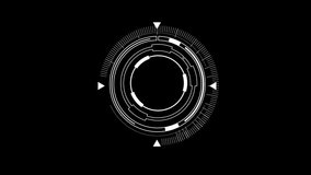 White HUD Circle User interface on isolated black background. Target searching scope and scanning element theme. Digital UI and Sci-fi circular. 4K motion graphic footage video - Powered by Shutterstock - Get 15% off with code: PIKWIZARD15