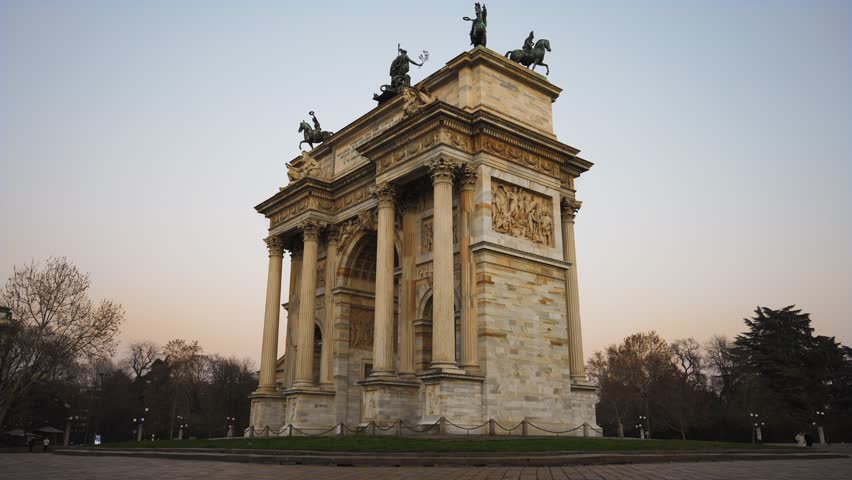 Porta Sempione ("Sempione Gate") Milan, Italy. Arco della Pace ("Arch of Peace")
