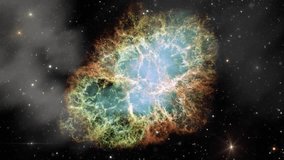 The Crab Nebula, a Supernova Remnant and Pulsar Wind Nebula in the Constellation of Taurus. Elements of this Video furnished by NASA.