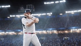 Aesthetic Shot of Batter Successfully Hitting A Ball Thrown By Pitcher on Big Stadium With Crowd Cheering. International Baseball Championship Match on Arena Full of Fans. Super Slow Motion. - Powered by Shutterstock - Get 15% off with code: PIKWIZARD15